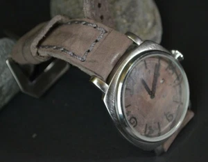 UHRENARMBAND 26 24 22 MM PULIDO GRAU ECHT LEDER FÜR PANERAI ETC VINTAGE MA STRAP - Picture 1 of 12