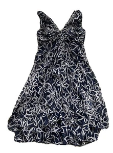 Donna Ricco Dress Size 6 Zip V Neck Silk Lined Zipper Length 41” Floral #1200 - Picture 1 of 6
