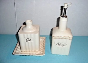 1980s Home Interiors 3 Pcs "Country French" Vinegar And Oil Dispensers With Tray - Picture 1 of 8