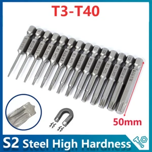 50mm Magnetic Torx Screwdriver Bits 1/4" Hex Shank Hex Security Bit Tamper Proof - Picture 1 of 21