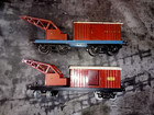 Train ancien Lot 2 wagons de secours grue HORNBY échelle 0 -1 bleu NORD & 1 noir