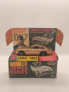 JAMES BOND 007 ASTON MARTIN DB5 GOLD CORGI TOYS 261 GT BRITAIN VON 1965 OVP BOX - Bild 1 von 15