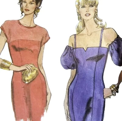 1980s Balloon Sleeve Strapless Bow Formal Dress Simplicity 7217 Sewing Pattern - Image 1 of 3
