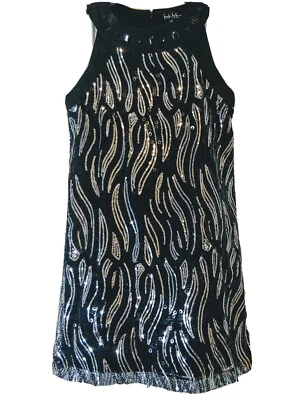 Nicole Miller Black Silver Sequin Elegant Party Dress Size 12 Shiny - Image 1 of 4