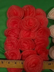 20 PCs Hot Pink Chiffon Flower Sewing Appliques Doll Clothes Headbands, Dress  - Picture 1 of 6