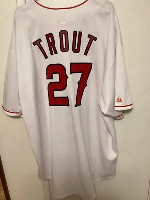 LOS ANGELES ANGELS MIKE TRUCHA MAJESTUOSA CAMISETA COSIDA GENUINA ADULTO 4XT, #27 Foto 1 de 4