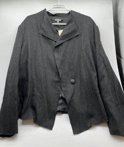 J Jill Asymmetrical Wool Blend 19% Jacket Size 20 charcoal NWT - Picture 1 of 4