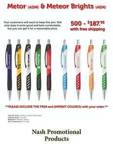 Promotional Ink Pen 500 - Low cost - Free Shipping - Custom Logo - Personalized - Picture 1 of 2