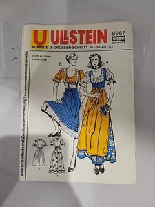 ULlstein German Dress & Apron Pattern Size S-M #8667 Traditional Peasant Style - Picture 1 of 8