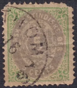 DANISH WEST INDIES Sc # 8 USED, 5¢ GREEN & GRAY, ROYAL CROWN - Picture 1 of 1