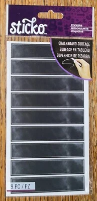 Sticko Black Chalk Board ORGANIZATION Labels Crafts Card 9 Pc Scrapbook Stickers - Image 1 of 3