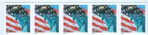 US 3981 USA FLAG-STATUE OF LIBERTY STRIP OF 5-39.cent STAMPS - Picture 1 of 1