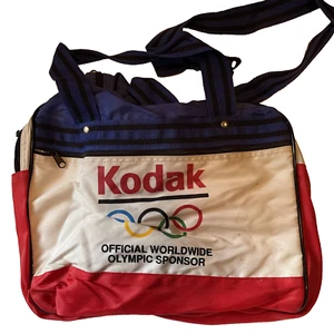 Vintage 80's Duffel Bag Kodak Official Worldwide Olympic Sponsor Red White Paris - Picture 1 of 10