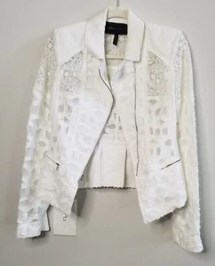 BCBGMAXAZRIA White Lace Moto Jacket H13 - Picture 1 of 5
