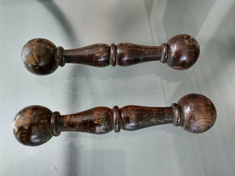 Pair Turned Dumbbell Shaped Walnut Surface Mount Carry Handles 1880 Organ Cover