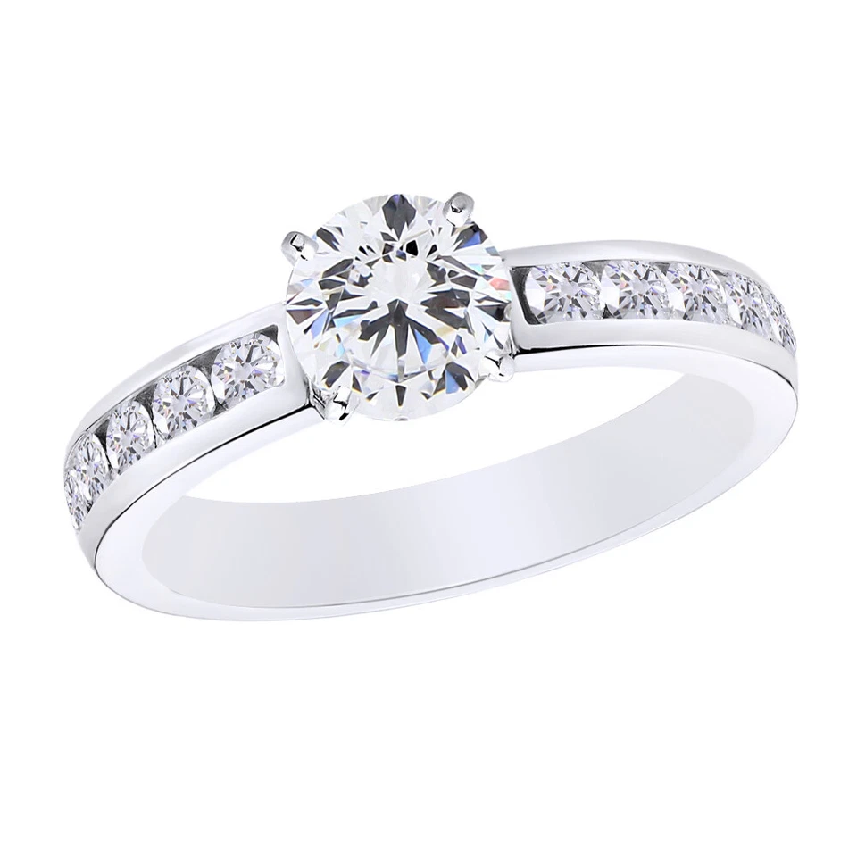Anillo de compromiso solitario de diamantes de 3/7 quilates con acento enchapado en rodio - esterlina Foto 1 de 2