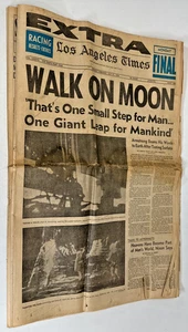 WALK ON MOON, JULY 21,1969 LOS ANGELES TIMES EXTRA NEWSPAPER. Parts 1, 2, 3 - Picture 1 of 8