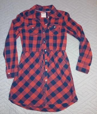 Винтажный Levi's девочек фланелевая рубашка платье Sz M 10-12 красный/черный VGVC  - Изображение 1 из 4