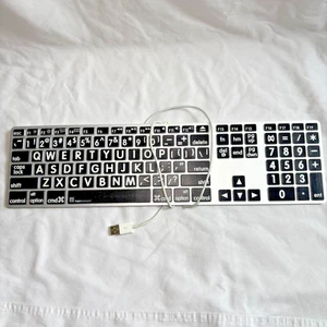 Apple Ultra Thin A1243 Keyboard w/ Logickeyboard Large Print Skinned Keys -Works - Picture 1 of 10