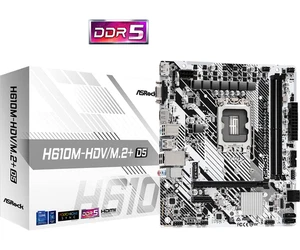 Asrock H610M-HDV/M.2+ D5 Intel H610 1700 Micro ATX 2 DDR5 VGA HDMI DP PCIe4 - Picture 1 of 9