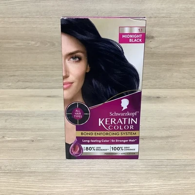 Color de cabello antiedad Schwarzkopf Keratin Color permanente #1.1 NEGRO MEDIANOCHE Foto 1 de 4
