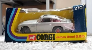 Vitange James Bond Aston Martin Corgi D.B.5 270 1966 1973 007 ripped plastic - Picture 1 of 7