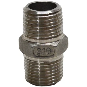 1/2 Inch BSP Hex Nipple Stainless Steel - M-BSP x M-BSP - Picture 1 of 1