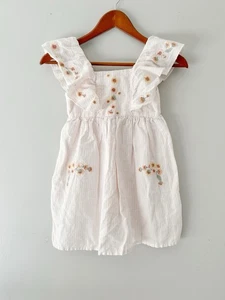 Girls Tartine Et Chocolate Floral Embroidered Dress Striped 8 Years - Picture 1 of 11