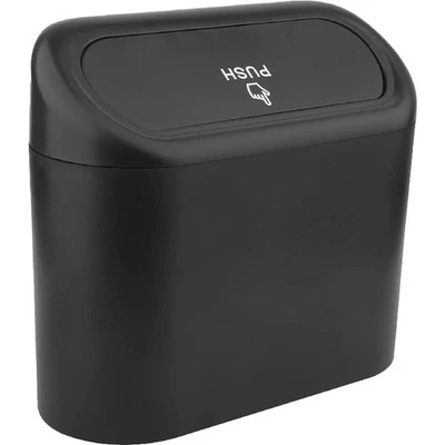 Auto Mülleimer KFZ Abfalleimer Mini Automülleimer mit Druckdeckel 1L Schwarz PKW - Bild 1 von 4