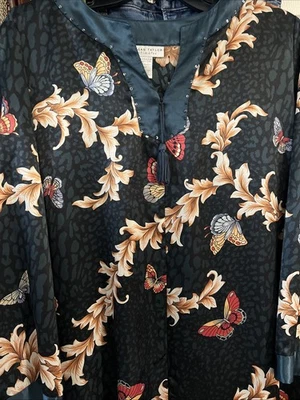 Morgan Taylor Intimates Kaftan Muumuu Robe Lounge Caftan XL Black Floral - Image 1 of 4