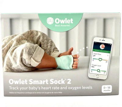 Owlet Calcetín Inteligente 2 Bebé Frecuencia Cardíaca Monitor de Oxígeno 0-18 Meses 3 Calcetines Inteligentes NUEVO Foto 1 de 4