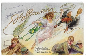 Nash Pub. Halloween Postkarte "Fliehen Junggesellen fliehen....." - Bild 1 von 2