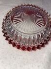 Vintage Ruby And Clear Cut Glass Candy Bowl Dish