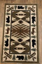 Earth Tones Adirondack Bear, Moose, Canoe 22' x 39" Area rug