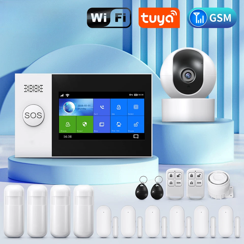 Wireless WIFI GSM Home Burglar Alarm System Camera PIR Motion Sensor Door Sensor - Image 1 of 4