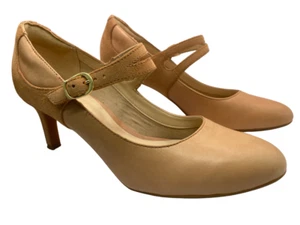 Clarks Collection Dancer Reece Shoes Sandstone Leather Suede Heels UK Size 6.5 D - Picture 1 of 18