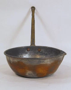 Large Antique Vintage Primitive Copper Ladle Water Scoop Spoon Pan With Handle - Picture 1 of 6