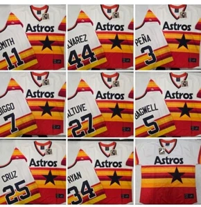 50418 Houston Astros RYAN CRUZ ALTUVE Throwback Vintage RAINBOW Baseball JERSEY - Picture 1 of 9