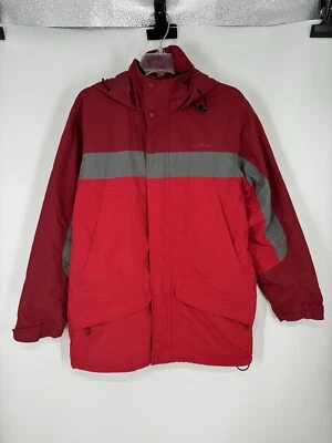 LL Bean Full Zip Up Windbreaker Rain Jacket Striped Nylon Lined Hooded Small - Image 1 of 4