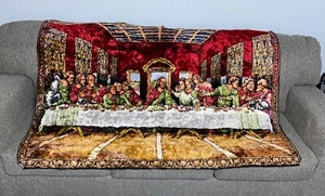 Vintage Large 64” x 46” The Last Supper Wall Tapestry Throw - Picture 1 of 12