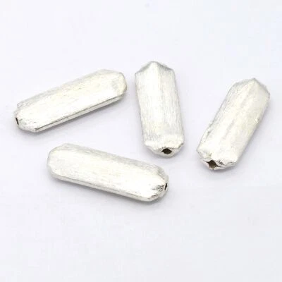 25 PCS 20X8X4MM LONG FLAT BRUSHED BEAD STERLING SILVER PLATED 102 - Image 1 of 4