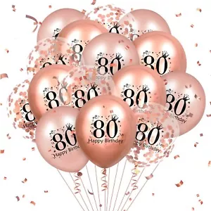 80th Birthday Balloons 18 Pcs Rose Gold Happy 80th Birthday Latex Balloons Co... - Picture 1 of 7