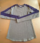 Ivivva Girl's Size 14 Long Sleeve Fitted Athletic Shirt Blue Purple Herringbone