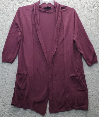 Cárdigan suéter Lane Bryant para mujer 10/12 púrpura tejido manga 3/4 frente abierto Foto 1 de 4