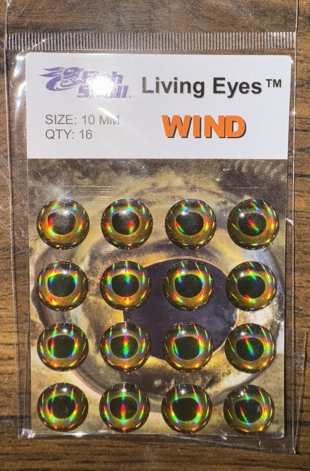Calavera de pez ojos vivos ojos atados de moscas - paquete único (10 mm) VIENTO; 16 ojos en paquete Foto 1 de 1