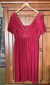 Nuovo 2X Precious Curves abito da notte rosso pizzo sexy morbido seta camicia da notte lingerie nuovo con etichette - Foto 1 di 7