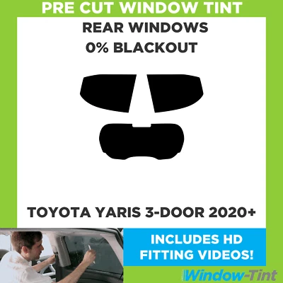 For Toyota Yaris 3-door Hatchback 2020+ Pre Cut Window Tint 0% Blackout Film - Image 1 of 4