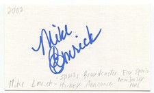 Mike Emrick Signed 3x5 Index Card Autograph Sportscaster NHL Hockey Hall of Fame
