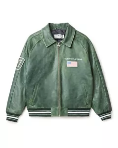 Vale Forever Valley Olive Leather Jacket Size Large - Picture 1 of 3