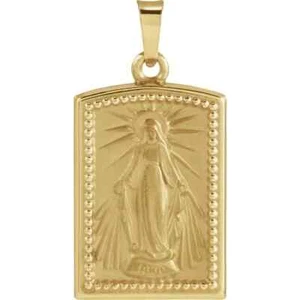 Beautiful Handcrafted Solid 14K Yellow Miraculous Medal Pendant. - Picture 1 of 3